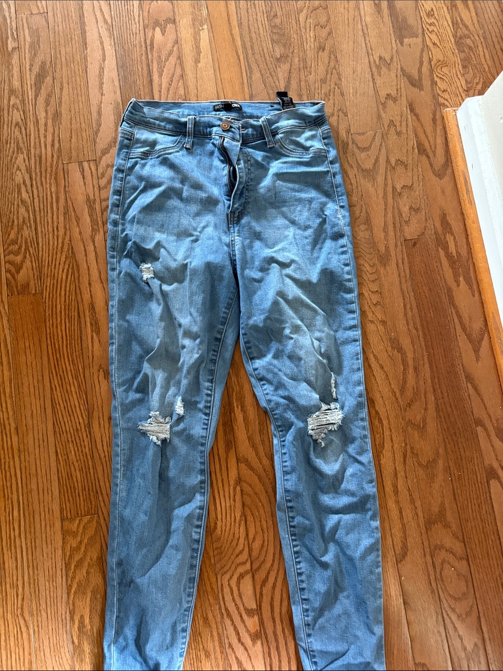 Fashion Nova Light Blue Skinny Distressed Jeans